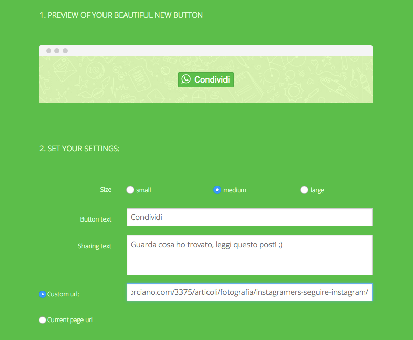 Installare tasto condivisione WhatsApp share button